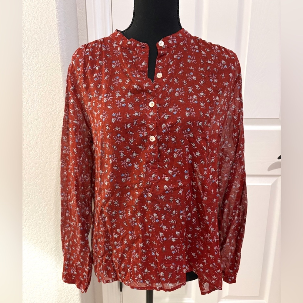 Isabel Marant Etolie Maria Shirt Grenat Cotton Floral - Picture 2 of 7